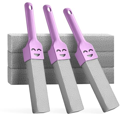 MOPUBZO 6 Teiliges Bimsstein Toilettenreiniger Set, WC Reinigungsstein Gegen Urinstein & Kalk, 3 Griffe + 6 Bimssteine, Kratzfrei Pumice Stone Für Toilette, Chemiefreie Wc-Reinigung (Grau)