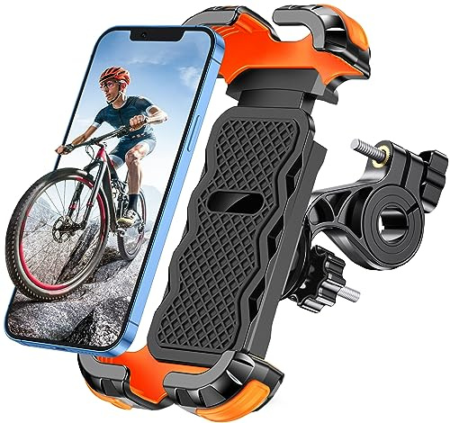 Glangeh Handyhalterung Fahrrad Lenker, [Sicheres Schloss] 360° Drehbar Universal Handyhalterung Motorrad, Vollständiger Schutz Handyhalter Lenkergriffe für MTB Scooter, für 4,7-6,8 Smartphone