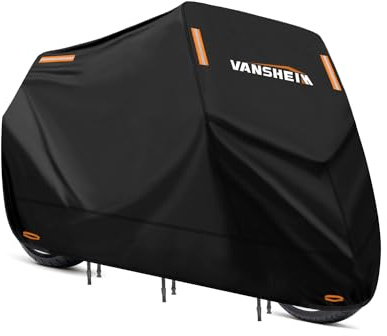 VANSHEIM Motorrad Abdeckplane Outdoor Roller Abdeckplane Motorad Abdeckung Wasserdicht 420D Oxford Motorradabdeckung Winterfest Motorrad Plane für Motor Roller Motoroller Moped Haube 220x105x125cm