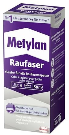 Metylan Raufaser, starker Tapetenkleister für Raufasertapete mit hoher Anfangsklebkraft, langlebiger & korrigierbarer Kleister mit Methylcellulose, 1x360g
