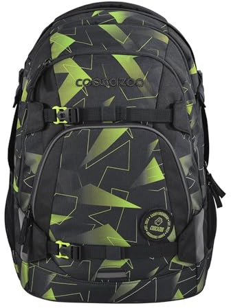 Coocazoo Schulrucksack MATE „Lime Flash”, schwarz-grün, ergonomischer & anpassbarer Tornister, höhen- & größenverstellbar, mit Brustgurt & Hüftgurt, ab der 3. Klasse