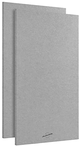 AudioSilk Akustikpaneele Schallabsorber, 2er-Set, groß, 116 x 58 cm, Mittelgrau