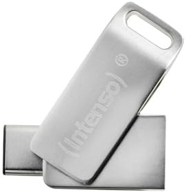 Intenso cMobile Line 128GB Dual USB-Stick 3.2 Gen 1x1 USB-C & USB-A | Silberner Flash Drive aus Metall mit 100 MB/s, OTG Speichererweiterung für Smartphone, Tablet und PC mit Typ C Anschluss