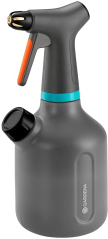 Gardena Pumpsprüher 1l: Indoor Pumpsprüher mit 360°-Funktion, Messingdüse, große Öffnung, lichtdurchlässiges Design, integrierte Dosierkappe, mit Füllstandsanzeige (11112-20)