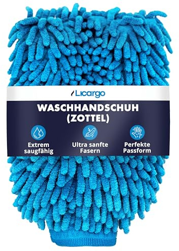 LICARGO Zottel-Waschhandschuh Auto - extrem weiche & saugstarke Mikrofaser - entfernt hartnäckigen Schmutz mühelos - Mikrofaser Auto Waschhandschuh, Autoschwamm Außen, Zottelhandschuh