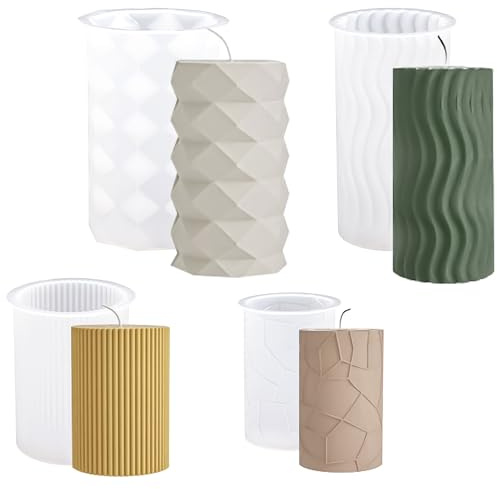 4 Stück Kerzenform Silikon, Kerzenformen Zum Gießen Set, DIY Silikonformen Gießformen Kerzen Formen Gießform Kerzen Selber Machen Formen Kerzengießformen für Weihnachten