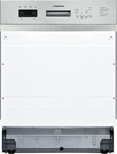 Respekta Geschirrspüler teilintegriert 60 cm / Einbau-Spülmaschine mit flexiblen Besteckkorb / 6 Programme / Startzeitvorwahl / 12 Maßgedecke / GSP60TIDV / besonders leise 49 dB