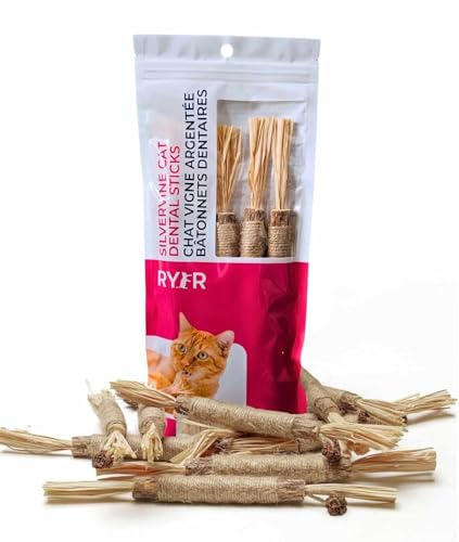 RYERCAT Silvervine Sticks für Katzen, Matatabi, 5er Pack | Natürliche Silvervine Kaustangen mit Matatabi für Kauen, Spielen und Beschäftigung