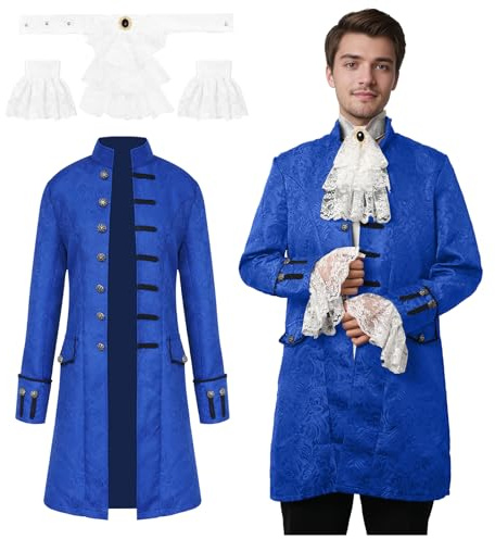 JDFAIJEAL Herren Steampunk Gothic Tailcoat,Mittelalter Renaissance Jacke | Karneval,Halloween,Fasching,Cosplay Uniform Kostüm;Vintage Retro Style;Erwachsenen Kostüm für Themenparty,Festveranstaltungen