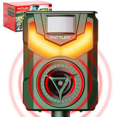 PATTLER® Solar Tierschreck, Marderschreck, Hundeschreck - Bewegungssensor mit 10m Reichweite - Flammenlicht zur Abschreckung - effektiv gegen Hunde, Marder, Füchse und andere Tiere