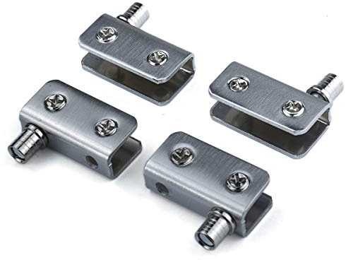 4er-Pack Glastürscharniere 90 ° drehbar, Glas ohne Bohren, Edelstahl, passend für 5-8 mm Glas