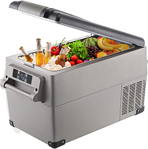 VEVOR 35 L Kompressor Kühlbox Edelstahl, Autokühlschrank 12/24 V DC & 220 V AC, Mini Kühlschrank Tragbar −20 °C bis 20 °C, Isolierbox Ideal für Auto Lkw Wohnmobil Camping Urlaub