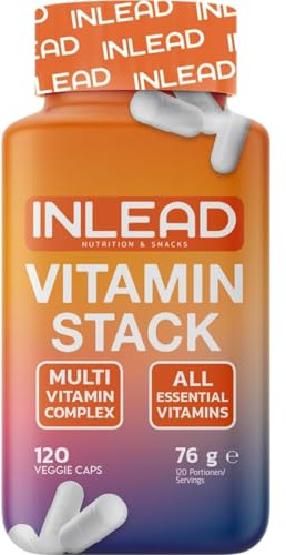 INLEAD - Vitamin Stack | Multivitamin-Kapseln für 4 Monate | Alle essentiellen Vitamine in nur 1 Kapsel täglich | Vitamine von A-Z | Mit Vitamin C, D3, K2, B12, Biotin & Folsäure - 120 Kapseln