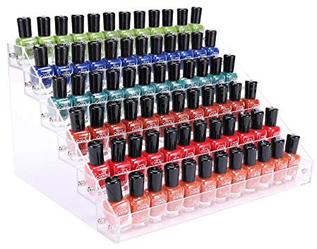 BTremary 6-stufiger transparenter Nagellackständer aus Acryl, hält bis zu 96 Flaschen, ätherische Ölfarben, Tintenhalter