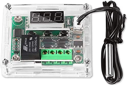 Greluma 1 Stück 12V Temperaturregler Modul mit Gehäuse, digitales Thermostatmodul mit wasserdichter NTC-Sonde -50~110 ℃, elektronischer Temperaturregler mit Gehäuse