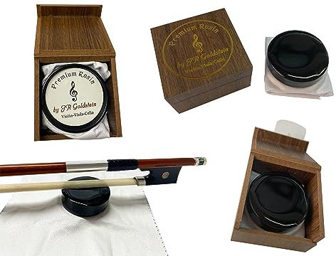 Premium Kolophonium Goldstein Geige Bratsche Cello, schwarz, edle Geschenkverpackung