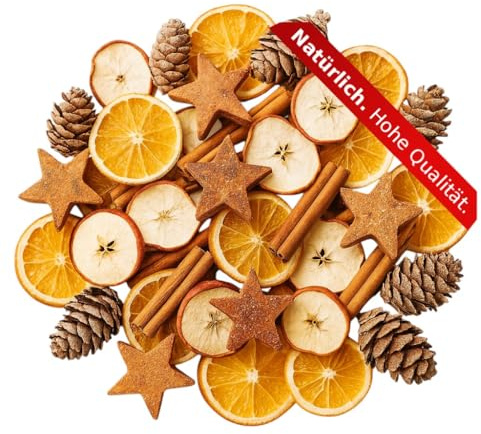 NaDeco Weihnachts-Potpourri 250g, Weihnachtsdeko, Adventskranz Deko Set, Weihnachten Dekoration Bastelset, Adventsdeko Gesteck mit Zimtstangen Orangenscheiben Apfelscheiben Tannenzapfen Kokossternen