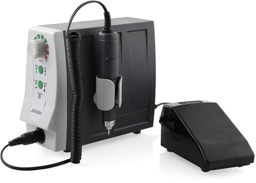 Profi Nagelfräser für Gelnägel 35000 - JSDA® JD5500 elektrische Nagelfeile Für Nagelstudio & Privat, Leise wenig Vibration, Maniküre Pediküre Set Inkl Fußpedal, 4 Bits