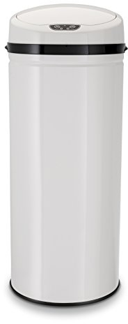 Echtwerk Abfalleimer, Mülleimer mit Sensor, Touchless Abfalleimer, elektrischer Müllbehälter, Infrarot Bewegungssensor, Korpus aus Edelstahl, Fassungsvermögen 42 Liter, INOX White