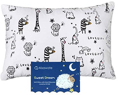 Aisawate Kopfkissen Kleinkind mit Kissenbezug - 33x45 cm Weich Bio Baumwolle Kissen Kinder zum Schlafen - Waschbar Kleinkind Kopfkissen - Kinderkopfkissen für Kleinkinder - Kinderkissen（Weiß