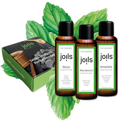 JOILS® Saunaaufguss Set V, 3x50ml, 100% naturreines Öl für Ihre Sauna, BIO-Saunaöl im Geschenkset, vom Familienbetrieb aus dem Schwarzwald