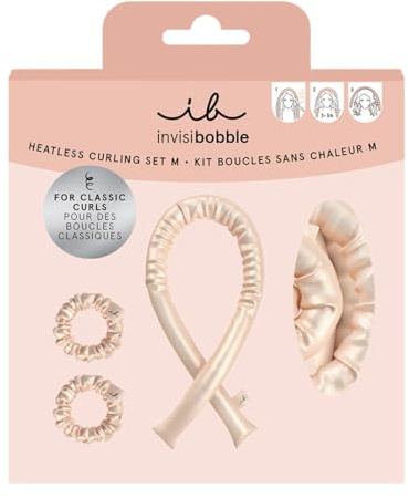 invisibobble Lockenwickler Damen 3x ohne Hitze Heatless Curls Locken Gr. M | Handle with Curl – Satin Lockenband Hair Curler + Sprunchies – Locken über Nacht für mittleres bis langes Haar, sanft
