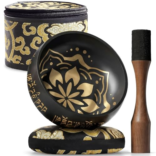 Silent Mind Klangschale Ø10 cm Bronze – Handgefertigtes Komplett-Set mit Kissen und Klöppel, für Anfänger geeignet, klarer stabiler Klang, ideal für Meditation und Achtsamkeit