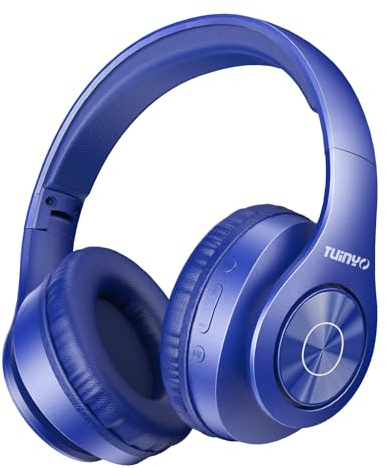 TUINYO Bluetooth-Kopfhörer Over Ear Hi-Fi Stereo Headset drahtloser Kopfhörer mit tiefen Bässen, weichen Ohrenschützern aus Memory-Protein, …