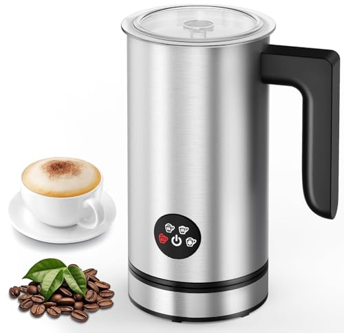 HSSNS Elektrischer Milchaufschäumer – Edelstahl, für heißen und kalten Milchschaum, für heiße Schokolade, Latte Macchiato, Cappuccino, Macchiato