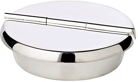 EDZARD Aschenbecher Ashburn (Ø 10 cm), schwerversilbert, mit Deckel zum Aufklappen, für Zigaretten und Zigarren - Windaschenbecher, Sturmaschenbecher, Klapp-Aschenbecher Silber, Raucheraccessoire