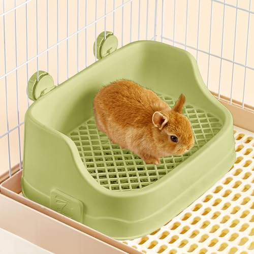 Kaninchen Toilette, Mittelgroß Kleintier Katzentoilette für Käfige Abnehmbar Ecktoilette Töpfchentrainer für Kaninchen Meerschweinchen Hamster Chinchillas (Grün)
