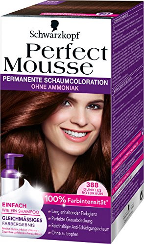 Perfect Mousse permanente Schaumcoloration, 388 Dunkles Rotbraun, 3er Pack (3 x 1 Stück)