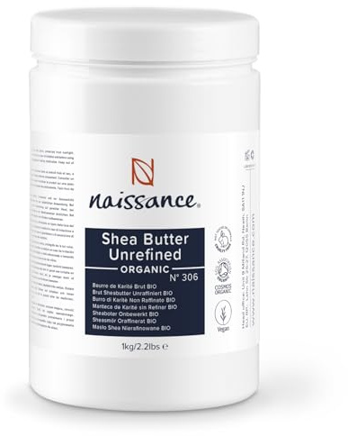 Naissance Sheabutter BIO (Nr. 306) 1kg (1000g) - 100% Rein, Unraffiniert, BIO zertifiziert - Intensive Pflege für Kosmetik, Haut, Haare, Fairtrade Shea Butter aus Ghana