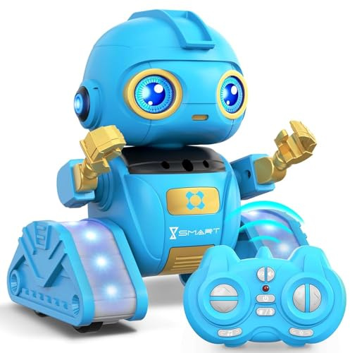 Ophy Roboter Kinder Spielzeug, wiederaufladbar und projizierbar, RC-Roboter mit LED-Augen und Musik, RC-Spielzeug mit Gestensensor ab 3 4 5 6 7 8 9 10 Jahre Jungen und Mädchen Blau