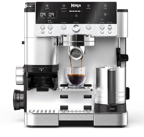 Ninja Luxe Premier 3-in-1 Kaffeemaschine mit Grinder, Silber | Latte, Cappuccino, Cold Brew, Espresso, Filterkaffee, 4 Schaummodi, 25 Mahlstufen