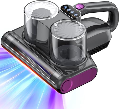 JPHYLL Milbensauger für Matratzen Milbenstaubsauger mit 253,7nm UV-Licht 16Kpa Bett-Staubsauger Bürstenwalzenklopfen HEPA Filter Ultraschall Heißer Wind Funktion Verbreiterte Saugöffnung