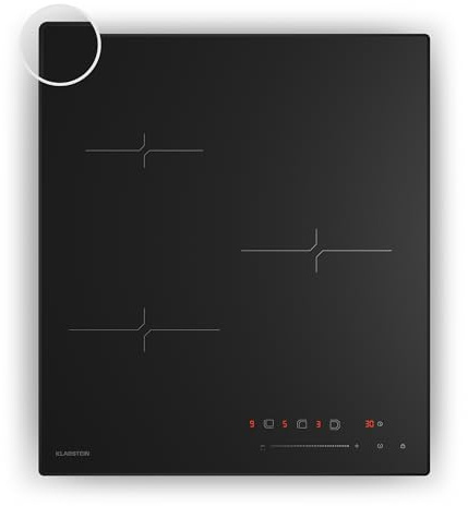 Klarstein Velaire Induktionskochfeld - 3-Zonen, 5500W, Touch-Schieberegler, Timer & Kindersicherung, Restwärmeanzeige, Schnellheizfunktion, 45cm, Glas, Kochfeld Induktion, Schwarz