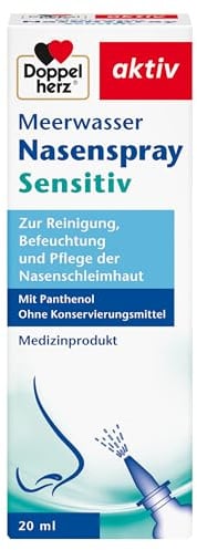 Doppelherz Meerwasser Nasenspray Sensitiv – Zur Reinigung, Befeuchtung und Pflege der trockenen Nasenschleimhaut – 20 ml Isotonische Meersalzlösung