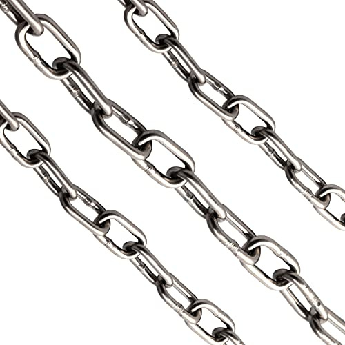 OPIOL QUALITY® Kette Kurzgliedrig 4 mm DIN 766 (4 Meter) aus Edelstahl A4 V4A Rundstahlkette Edelstahlkette Eisenkette Gliederkette Stahlkette Ankerkette