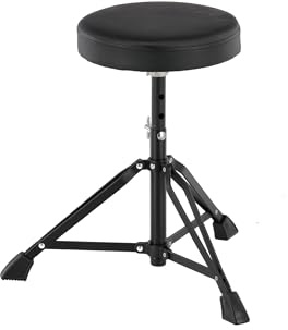 Pure Gewa Schlagzeughocker 100 Serie - doppelstrebig - schwarzer Kunstlederbezug - Höhenverstellbar ca. 45 cm/ca. 59 cm - Sitzfläche D. ca. 25 cm - Gewicht ca. 3,5 kg