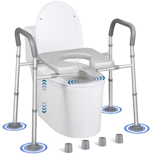 LOLLIDO Toilettensitzerhöhung mit Griffen, 227 kg, Breite und Höhe verstellbar, erhöhter Toilettensitzerhöhung für Senioren, verlängert, Mehrzweck-WC-Erhöhung mit Griffen