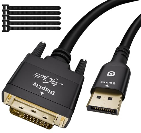 Mygatti DisplayPort auf DVI Kabel 1.5m, 4K@30Hz Unidirektional monitorkabel,DP Stecker zu DVI Stecker adapterkabel, für Computer, Laptop, Projektor, Monitor, PC, Desktop, HDTV, Mit 5 Kabelbinder