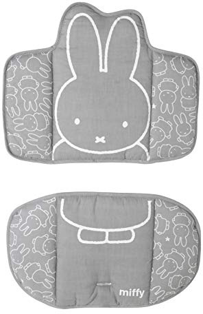roba Sitzverkleinerer für Babyhochstühle Sit Up - Hochstuhleinlage miffy® - Sitzkissen 2-teilig - Hasen Gesicht in Grau/Weiß
