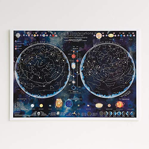 Maps International Stargazers and Night Sky Poster mit Sternenhimmel, leuchtet im Dunkeln, 84 x 58 cm