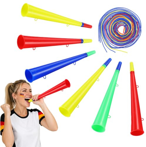 Homoyoyo 6 Pcs Kunststoff Vuvuzela Trompeten, Trompeten Mit Schlüsselband | Kunststoff Vuvuzela TrompetenSehr Lautes Tröte für Fan Zuschauer Fußballspiel Stadion Sportfeiern (Zufällige Farbe)