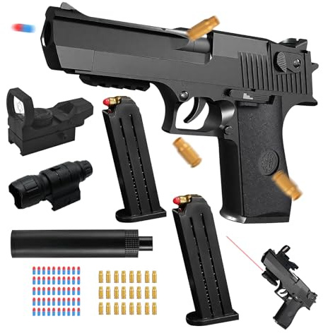 Spielzeug Pistolen für Kinder Pistole, Toy Gun, Spielzeug Waffen Pistolen, Schaumstoff Soft Bullet Gun, mit Schaumstoff Bullet, Patronenhülsen und Magazine, Wüstenadler, Spielzeugpistolen