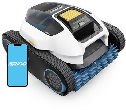 (2026 Neues) Spino E1 Poolroboter Wand und Boden, Wasserleitung | Laufzeit von 210 Minuten, 21950 LPH Max, 5 Modi, Navigation Trajet SmartArc, Steuerung per App, für Pools 150 m², Weiß