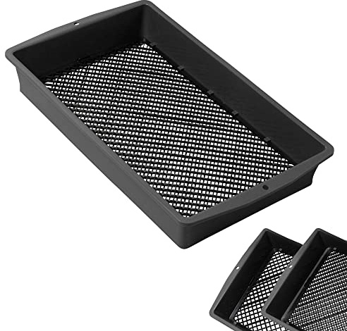 UPP 2-in-1 Gartensieb groß 56 x 32,5 x 8 cm | Quadratisches Kunststoff Sieb mit Einstellbarer Maschengröße 3,7 oder 10mm & Schiebefunktion | Vielseitig Nutzbar als Steinsieb, Erdsieb oder Sandsieb | Quadratisches Kunststoff Sieb, Einstellbare Maschengröße 3,7 oder 10mm, Schiebefunktion