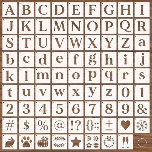 Biglumin 80 Stück Buchstaben Schablone groß Set, 7.6 cm Wiederverwendbare schablonen Buchstaben Zahlen Zeichen Schablonen textilgestaltung Alphabetschablone für Holzschilder Malerei DIY und Handwerk