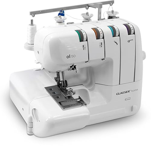 GLAESERhome | Overlock Nähmaschine ol 50 | Näht u. Schneidet in einem Arbeitsschritt | Overlock Maschine mit Einstellbarer Stichlänge | Einfach Handhabung